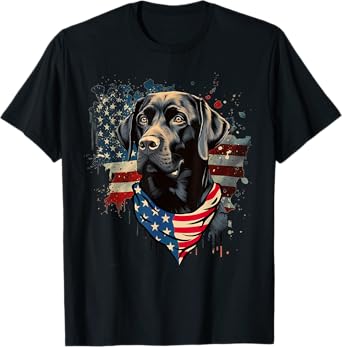 American Black Labrador Retriever USA Flag Vintage Dog Lover T-Shirt