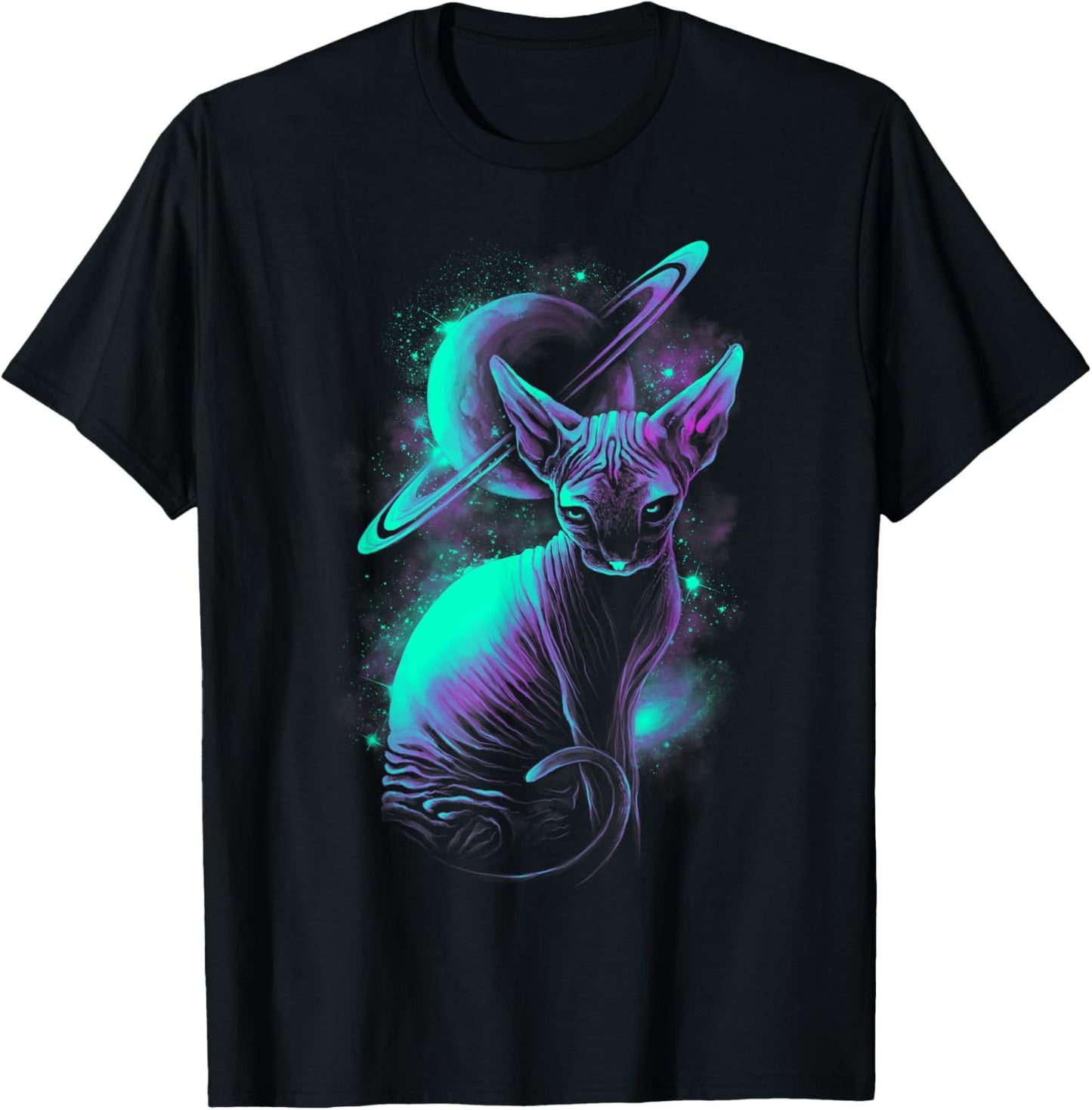 Cat In Space, Saturn Shirt, Cute Cat T-shirt, Hairless Cat T-Shirt