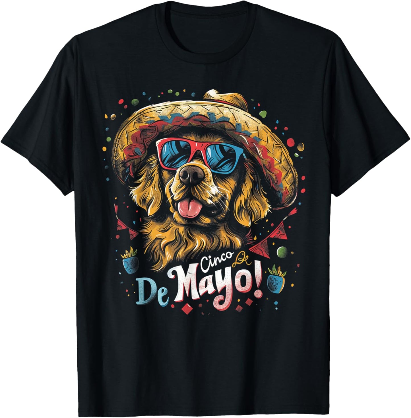 Golden Retriever Dog - Funny Cinco De Mayo Men Women Mexican T-Shirt