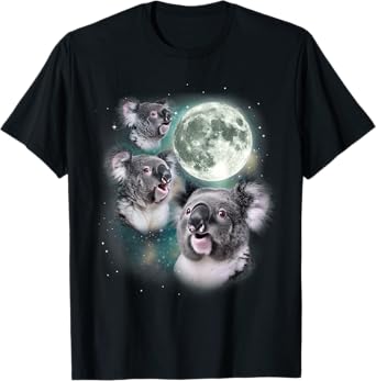 Three Koala Moon | Cute Quirky Meme Howling Wildlife Koala T-Shirt