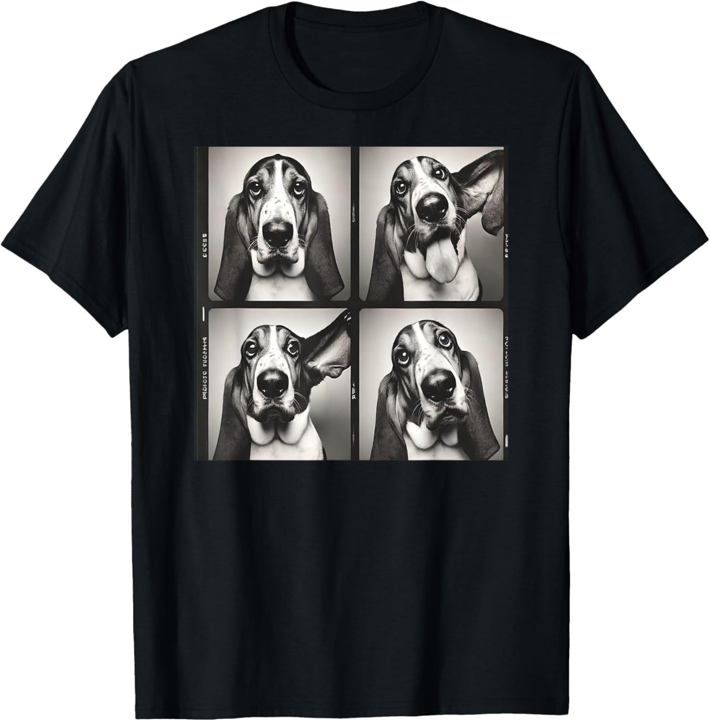 Retro Dog Basset Hound Photobooth Selfie Photostrip Dog Mom T-Shirt
