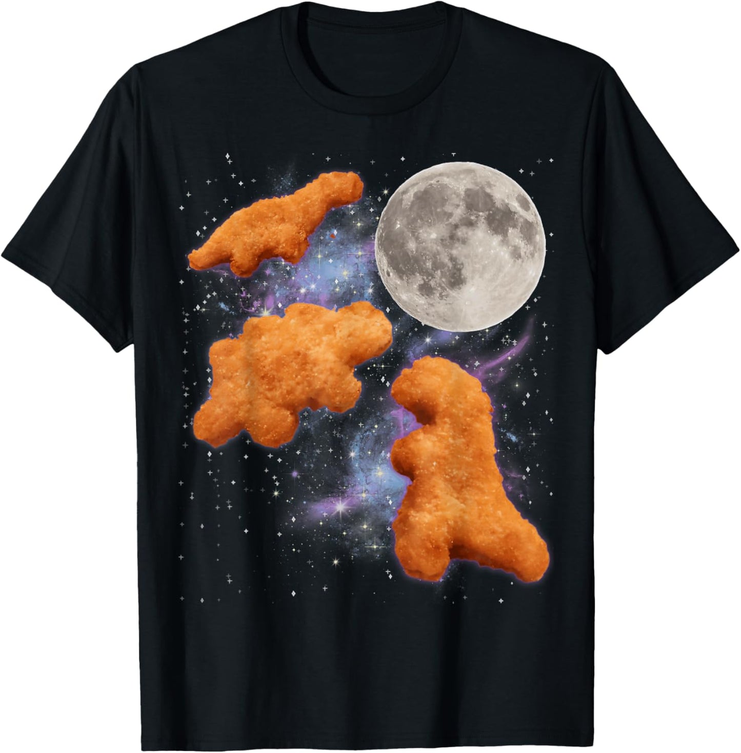 Three Chicken Nuggets Howl at Moon Funny Parody Dino Nugget T-Shirt