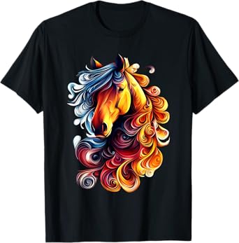 Horse Rider Wildlife Nature Colorful Horse T-Shirt