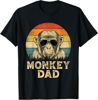 Vintage Monkey Dad Monkey Lovers Daddy Father's Day T-Shirt