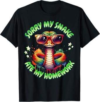 Snake Pun Sorry My Snake Ate My Homework Animal Humor Kids T-Shirt