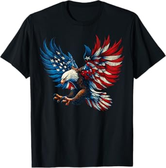 American Flag Bald Eagle Patriotic Eagle 4th of July USA T-Shirt