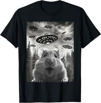 Hamster Selfie With Alien UFO Rodent Animals Men Women Kids T-Shirt