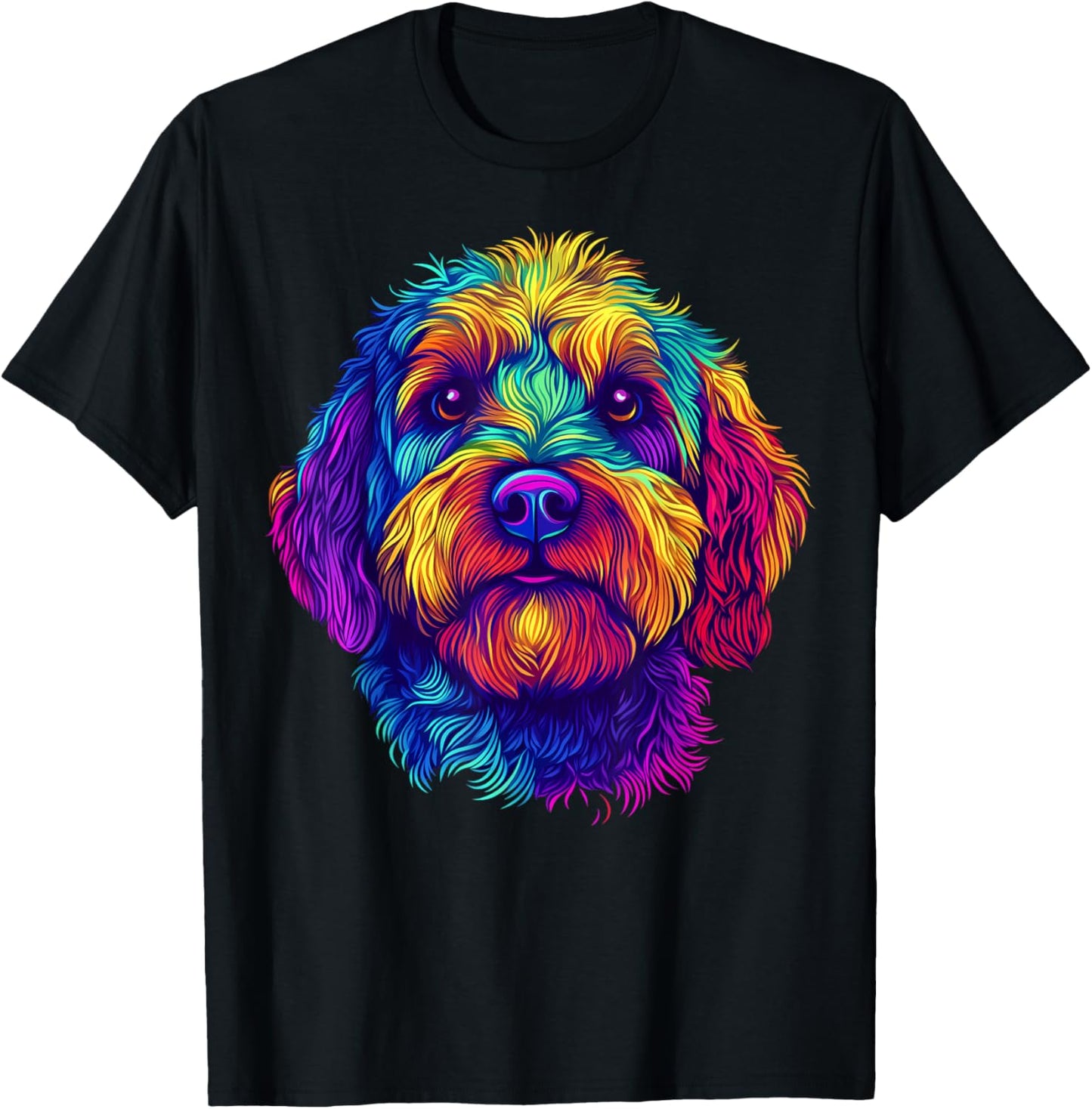 Colorful Aussiedoodle Dog Lover Cute Puppy Men Women Black T-Shirt