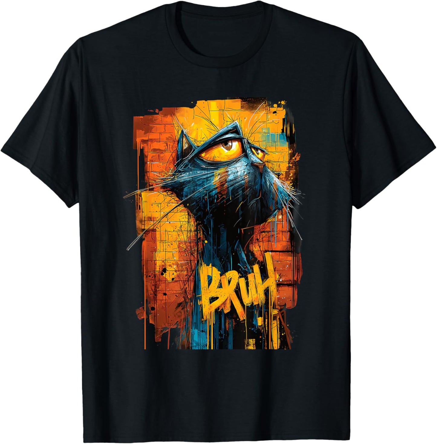 Weary Cat Bruh Graffiti Funny Boys Women Teens Kids Graphic T-Shirt
