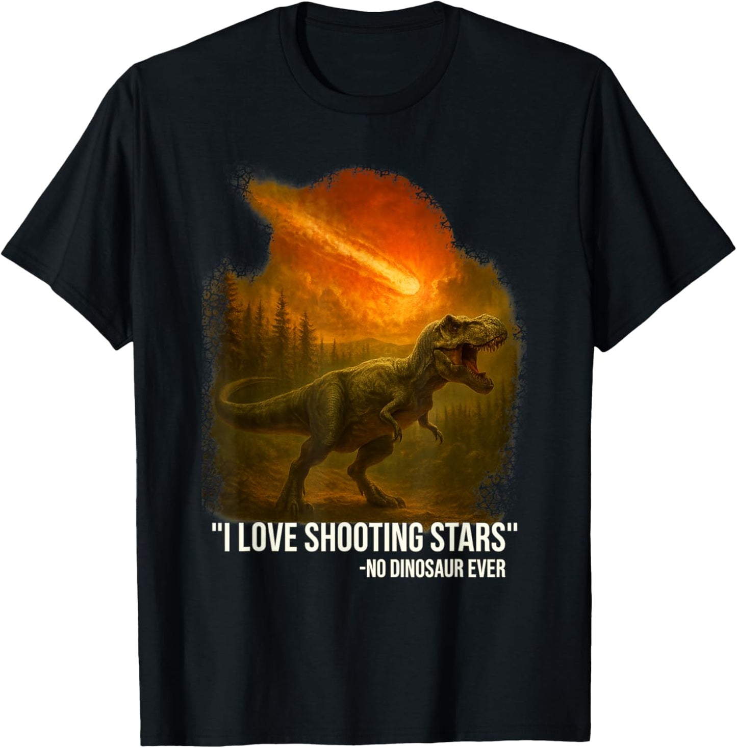 Funny T-Rex Meteor Design “I Love Shooting Stars” Dinosaur T-Shirt