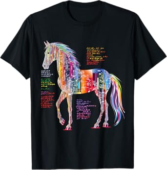 Horse Artwork Colorful Abstract Animal Art Graphic Horse T-Shirt