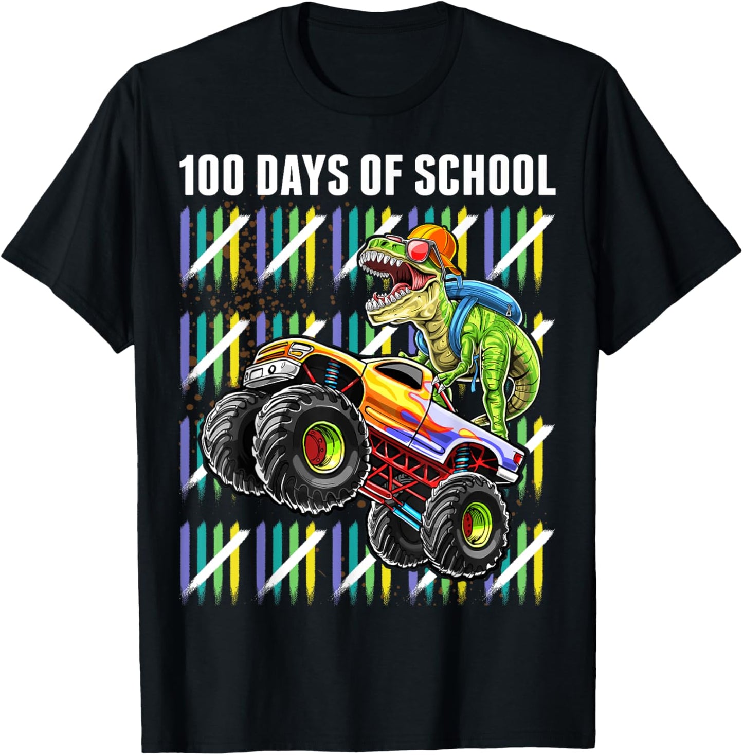 100 Days of School T Rex Dinosaur Monster Truck Gift Boys T-Shirt