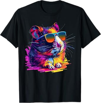 Cool looking hamster with multicolor sunglasses outfit T-Shirt