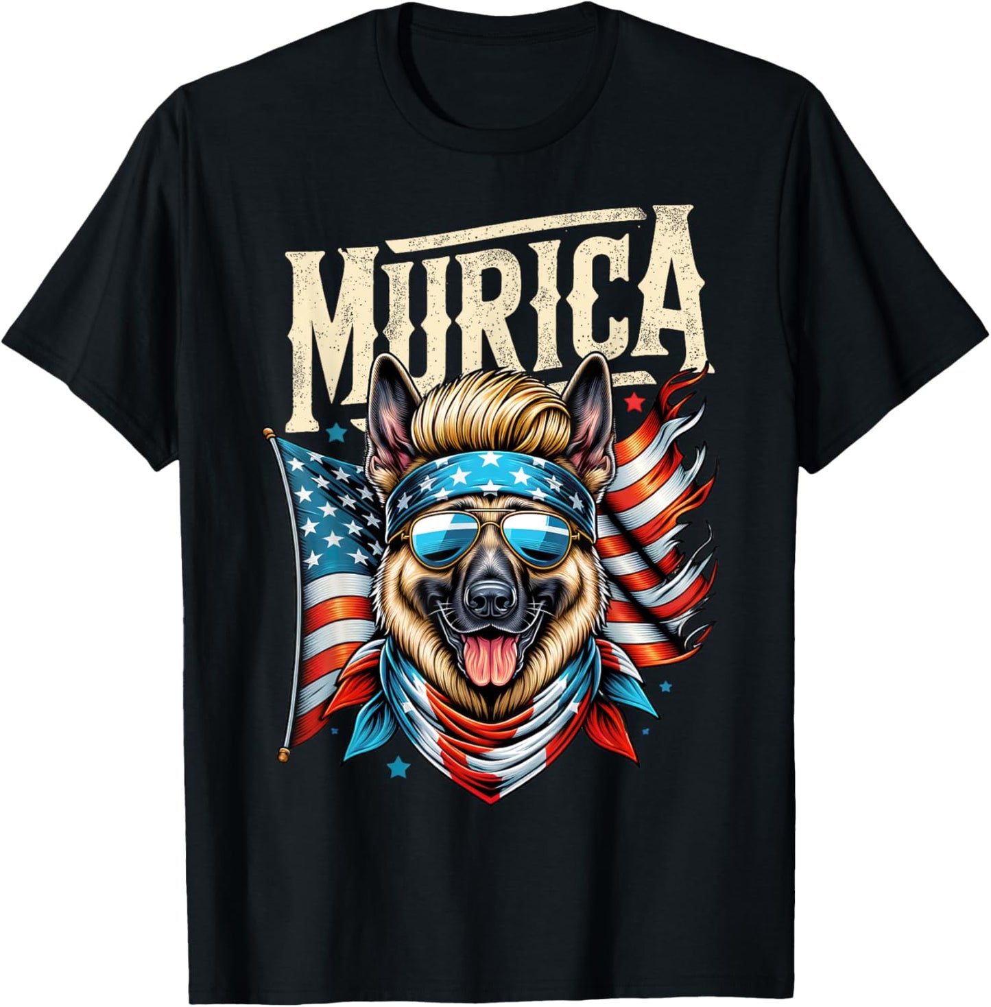 4th of July Patriotic Funny German Shepherd July 4th USA T-Shirt