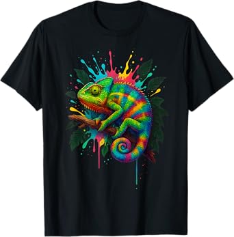 Colorful Splash Art Panther Chameleon Chameleons Chamaeleon T-Shirt