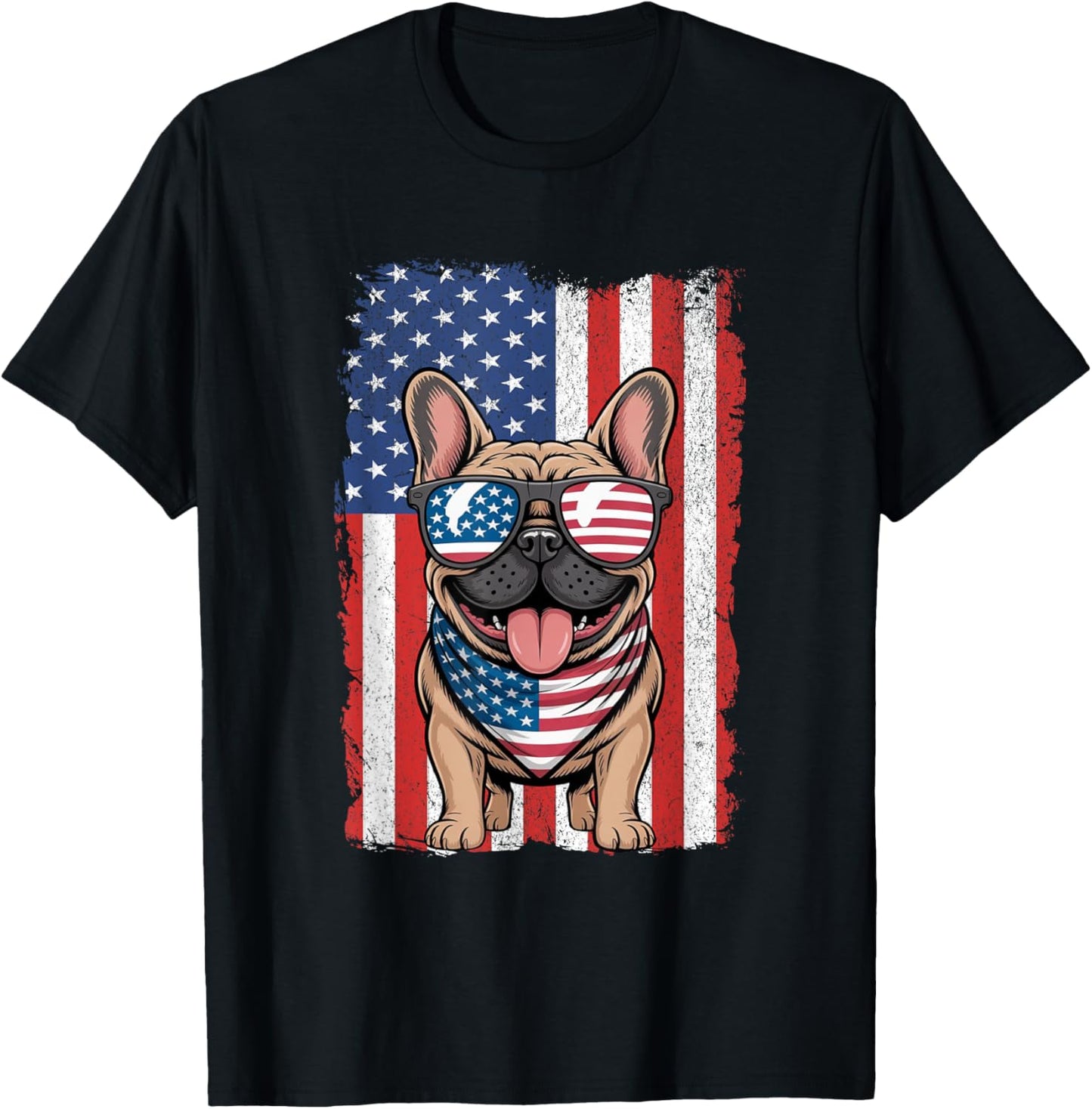 French Bulldog 4th of July Dog Patriotic USA Flag Frenchie T-Shirt