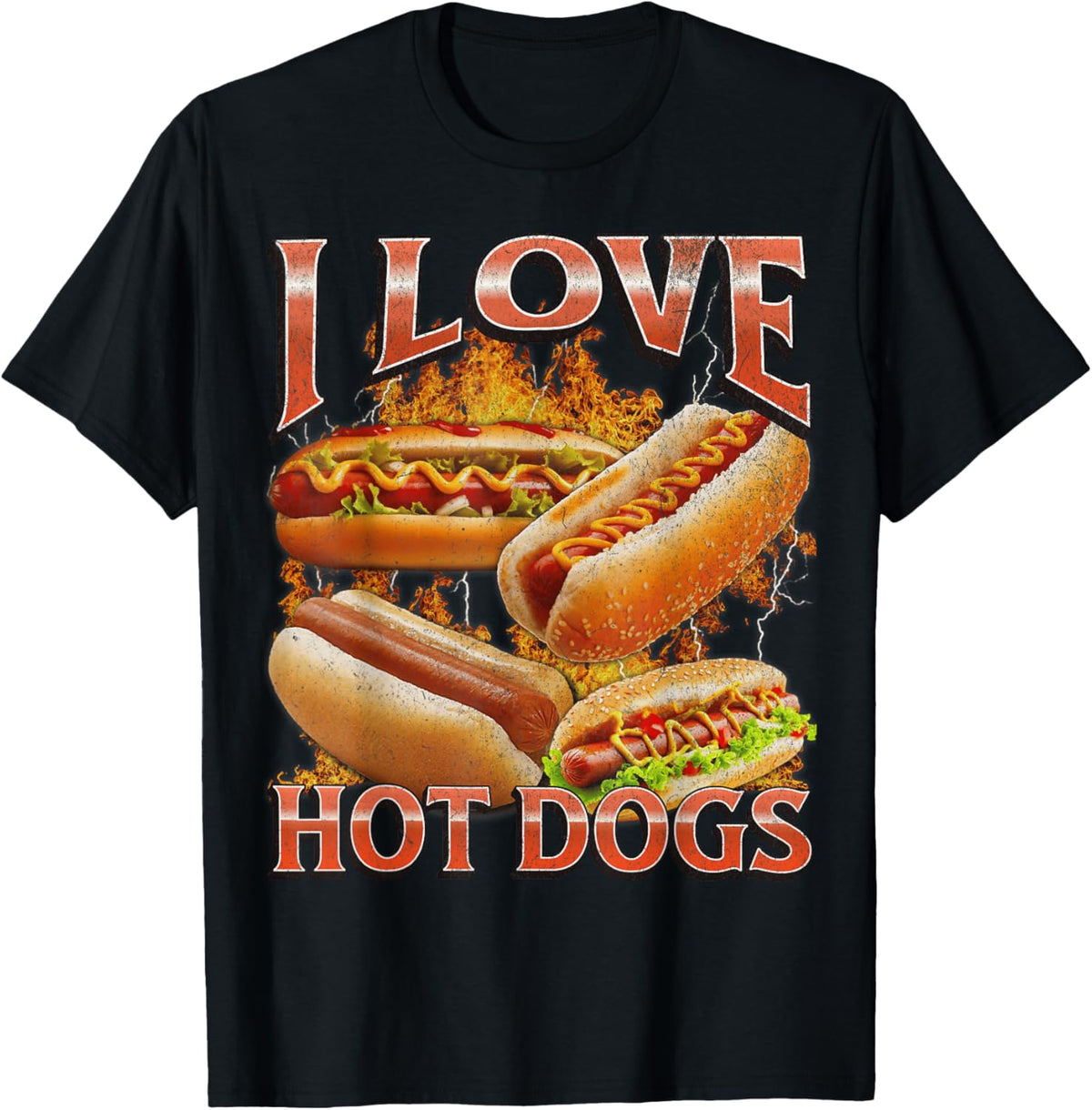 I Love Hot Dogs Funny Wiener Glizzy Meme Bootleg Graphic T-shirt