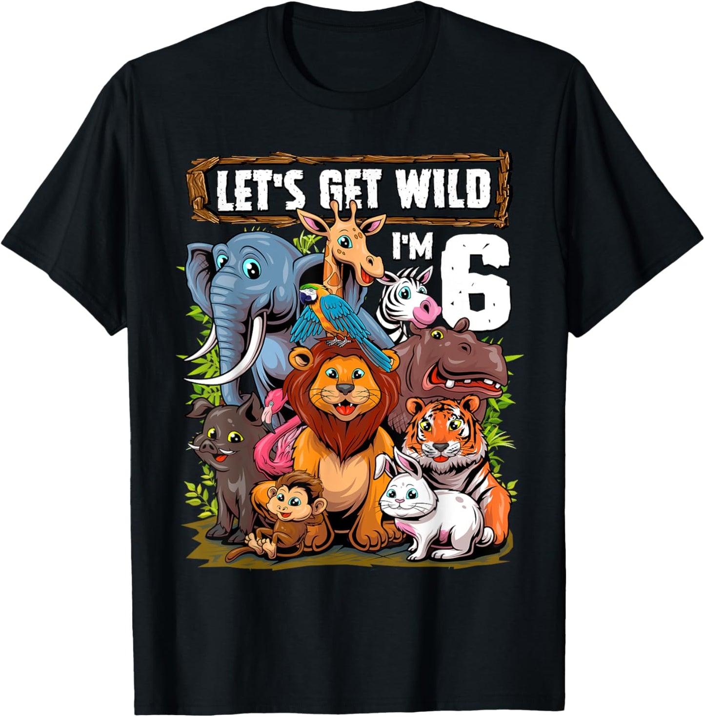 6 Year Old Zoo Birthday Safari Jungle Animals 6th Birthday T-Shirt