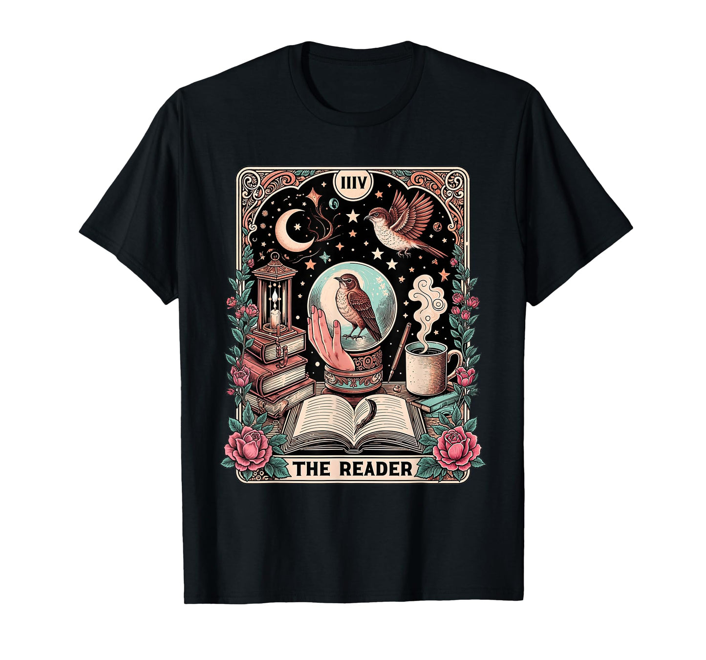 The Reader Tarot Card Shirt Funny Bird Book Lover Bookworm T-Shirt