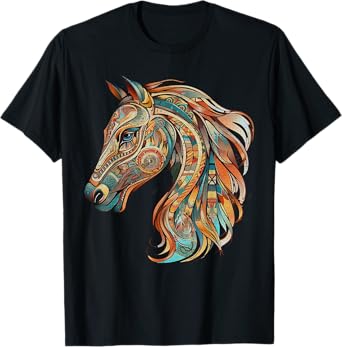 Horse Tribal Abstract Art Native American Geometric Horses T-Shirt