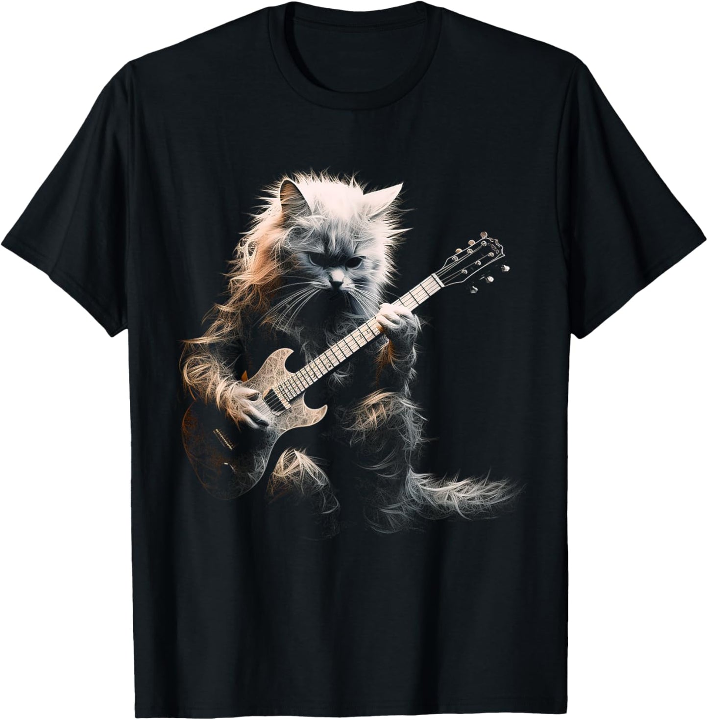 Funny Guitar Cat Rock Cat Playing Guitar T-Shirt