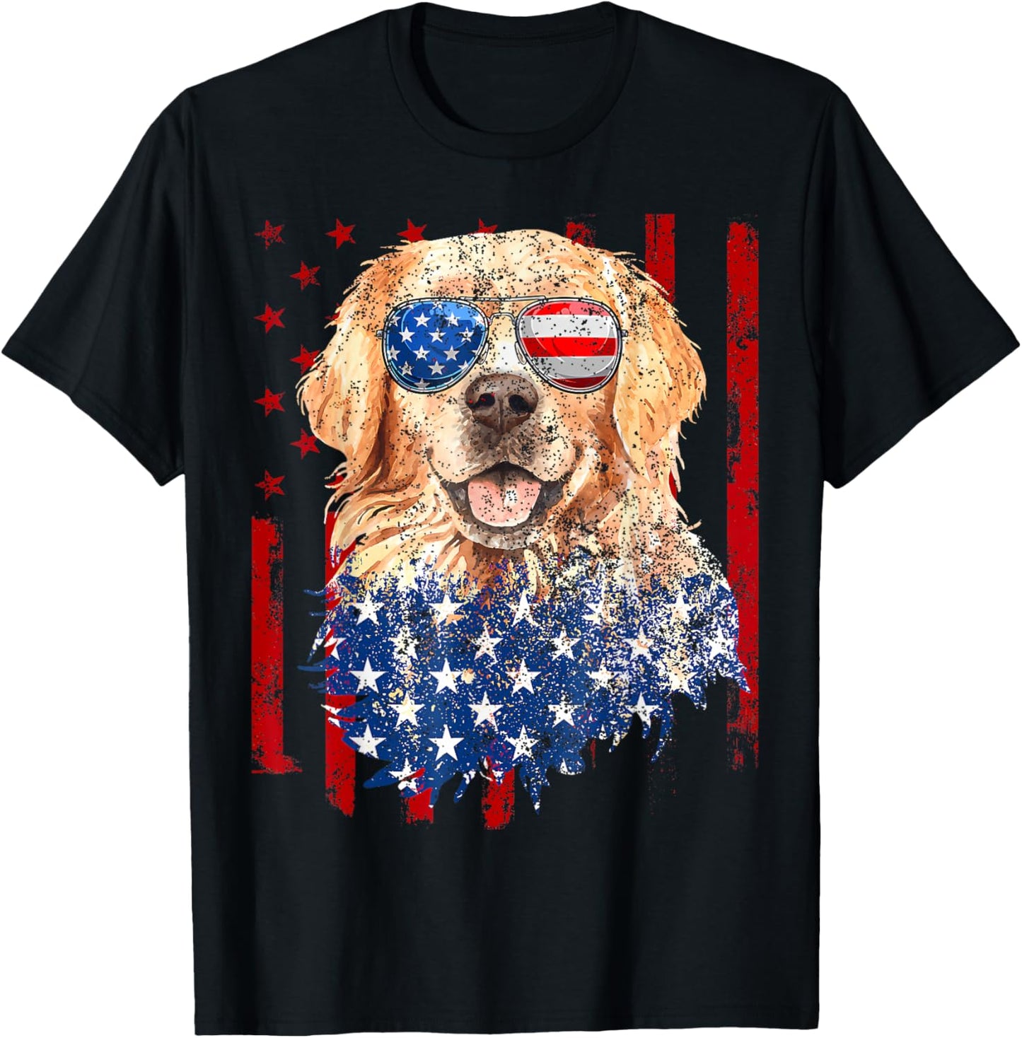 American Flag Golden Retriever USA Retro 4th Of July T-Shirt