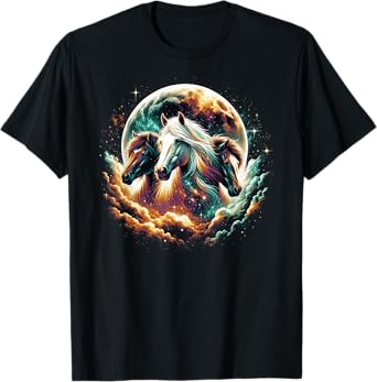 Horse Shirts For Women Teen Girls Horses Moon Graphic T-Shirt