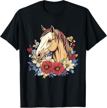 Horse with flowers, Horse and Riding T-Shirt