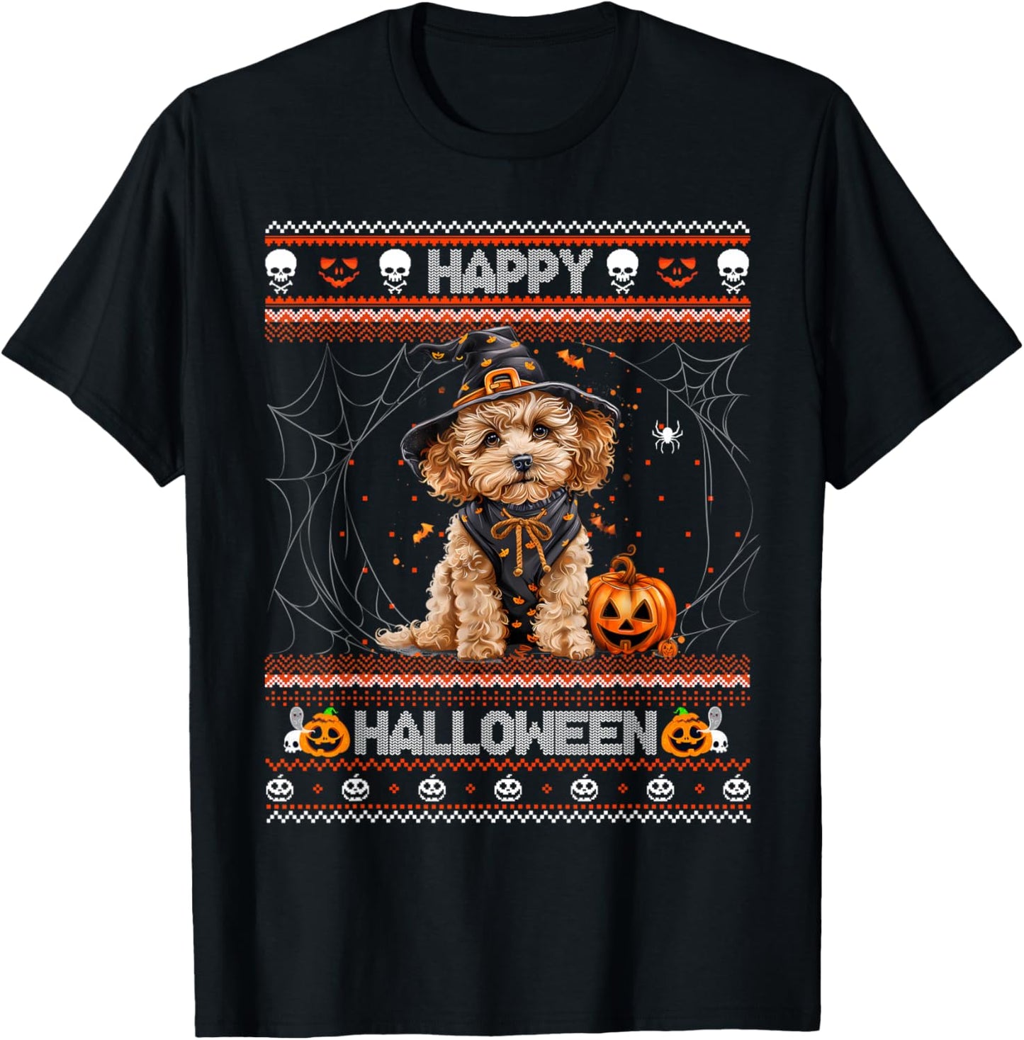 Happy Halloween Ugly Poodle Howl-o-ween Pumpkin Dog lover T-Shirt