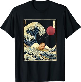 Guinea Pig Japanese Kanagawa Wave Funny Surf Animal T-Shirt
