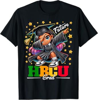 Proud Historical Black Colleges and Universities Future HBCU Grad Dabbing Girl Graduation T-Shirt for Girls Kids - Black - Small