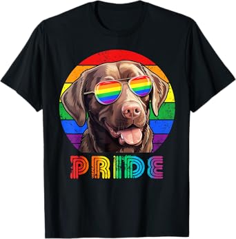 Chocolate Lab Sunglasses Labrador Retriever Gay Pride LGBT T-Shirt