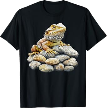 Bearded Dragon Sitting On Rocks T-Shirt