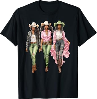 Black Cowgirl Western Rodeo Melanin Black History Texas T-Shirt