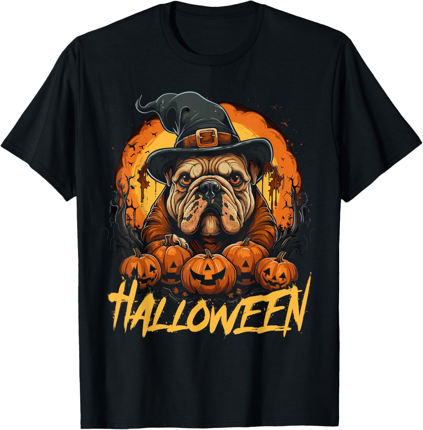 Cute Halloween English Bulldog Lover Mens Womens Childrens T-Shirt