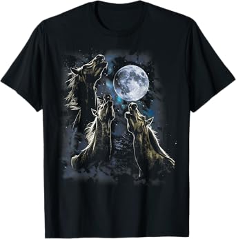 Three Horses Howling At The Moon Classic Horse Starry Night T-Shirt