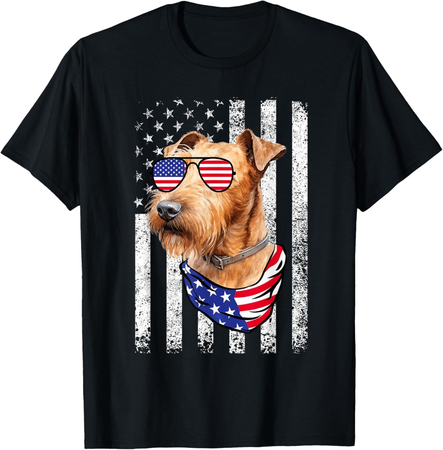 Irish Terrier American Flag USA Patriotic 4th of July T-Shirt