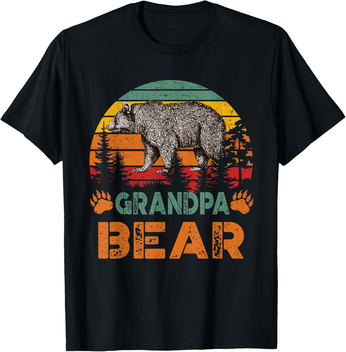 Mens Vintage Grandpa Bear T-Shirt Funny Fathers Day T-Shirt