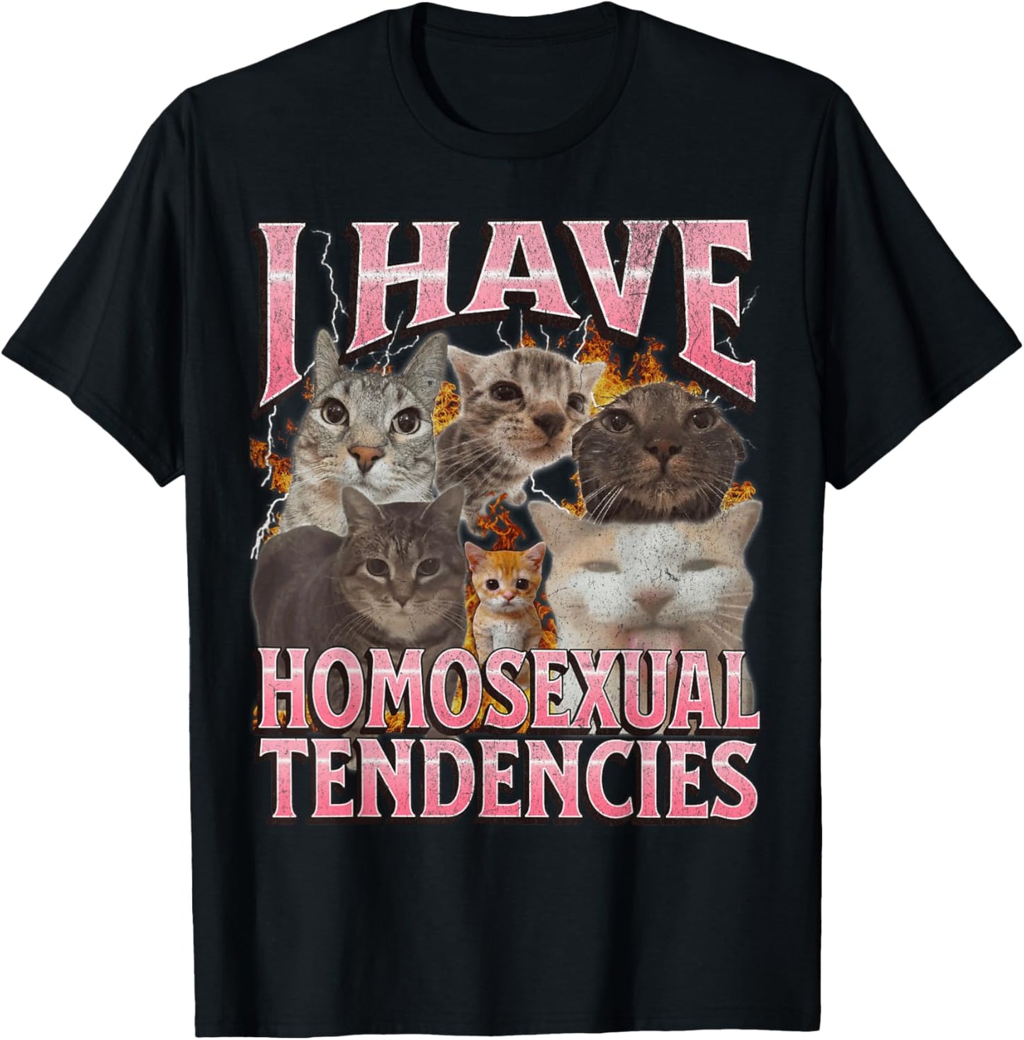 I Have Homosexual Tendencies Funny Cat Meme Bootleg Graphic T-Shirt