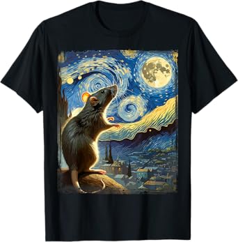 Artistic Rat Shirt Van Gogh Style Starry Night Rat T-Shirt