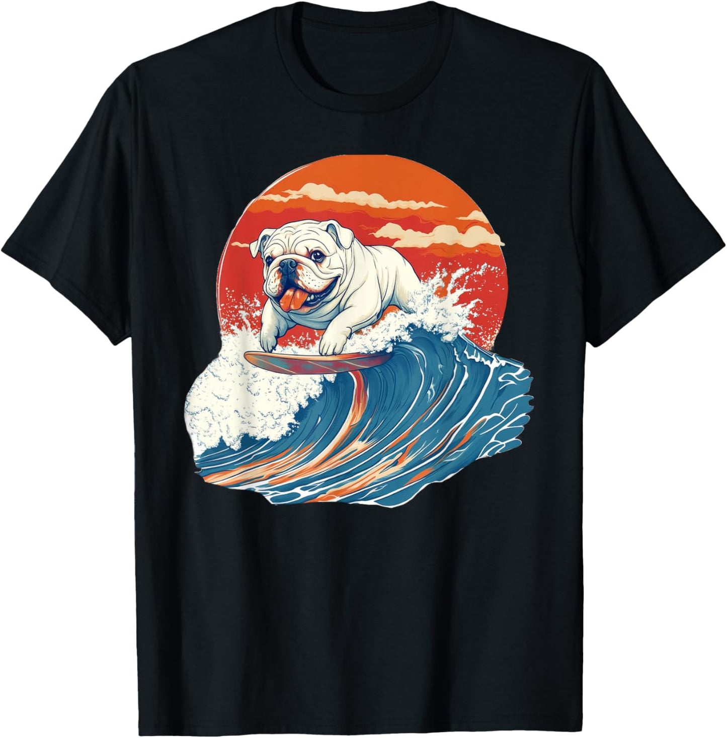 English Bulldog Dog Surfing Surfer T-Shirt