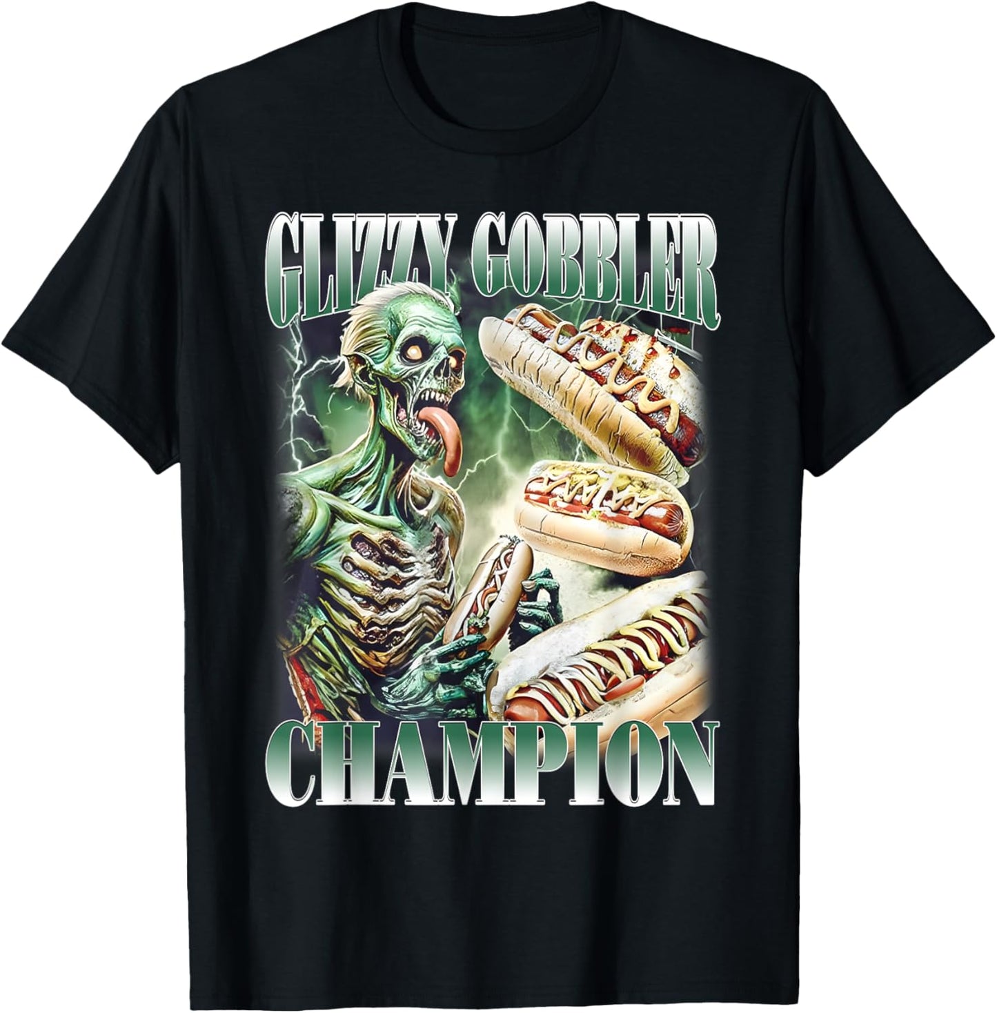 Glizzy Gobbler Funny Meme Skeleton Wiener Hotdog T-Shirt