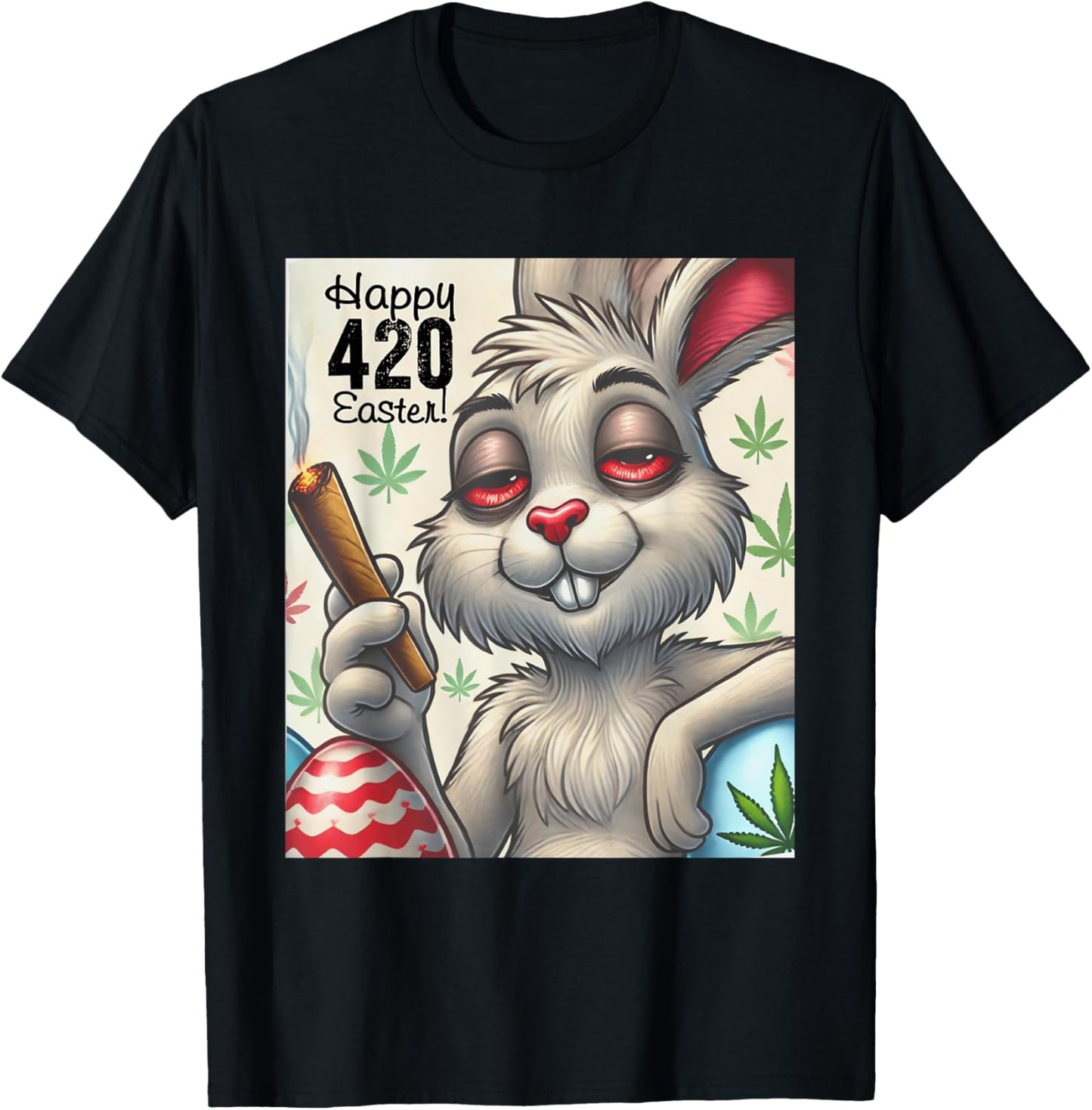 420 Easter Bunny Funny Weed Smoking Rabbit Cannabis 4/20 T-Shirt