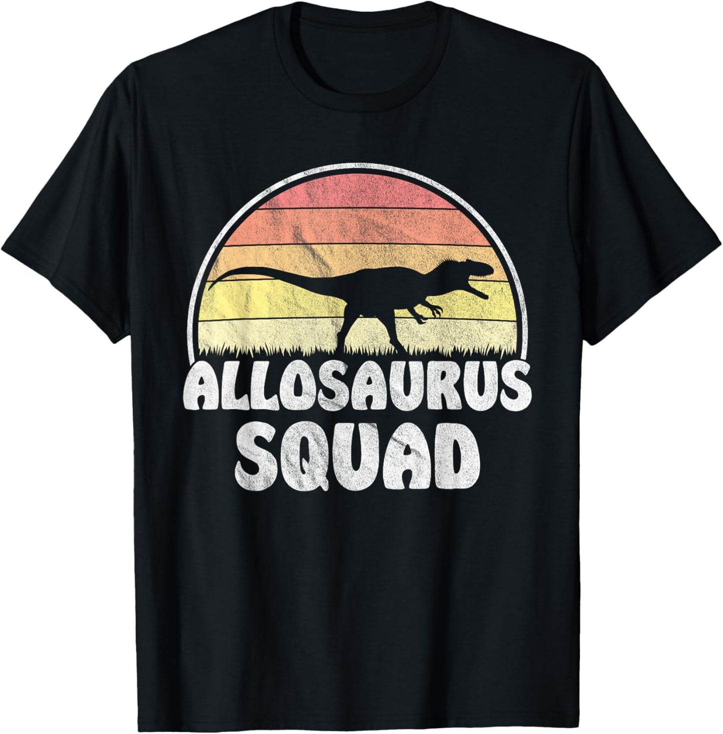 Allosaurus Squad - Retro Sunset Dinosaur T-Shirt