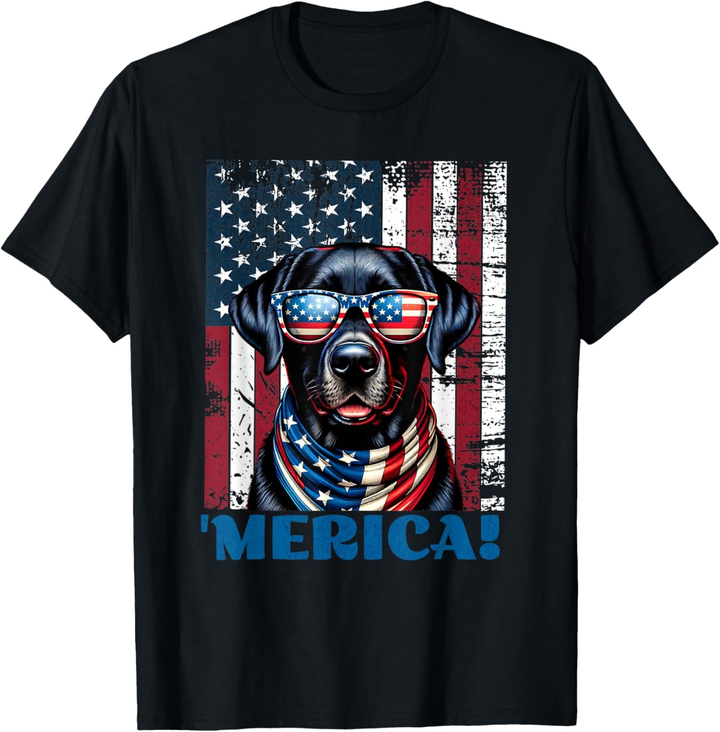 Patriotic Labrador Retriever Dog Merica US Flag 4th of July T-Shirt