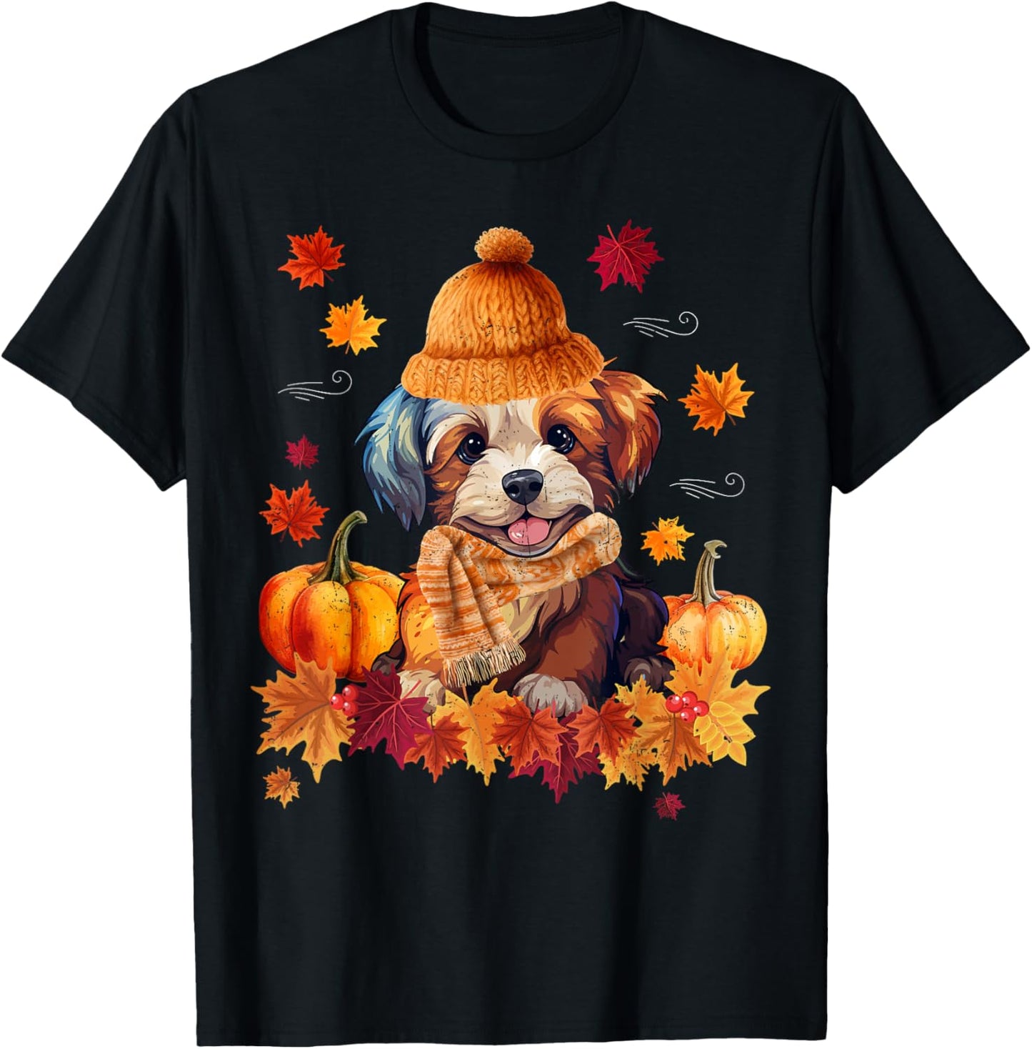 Shih Tzu Hello Autumn Leaf Fall For Dog Lover Beanie Scarf T-Shirt