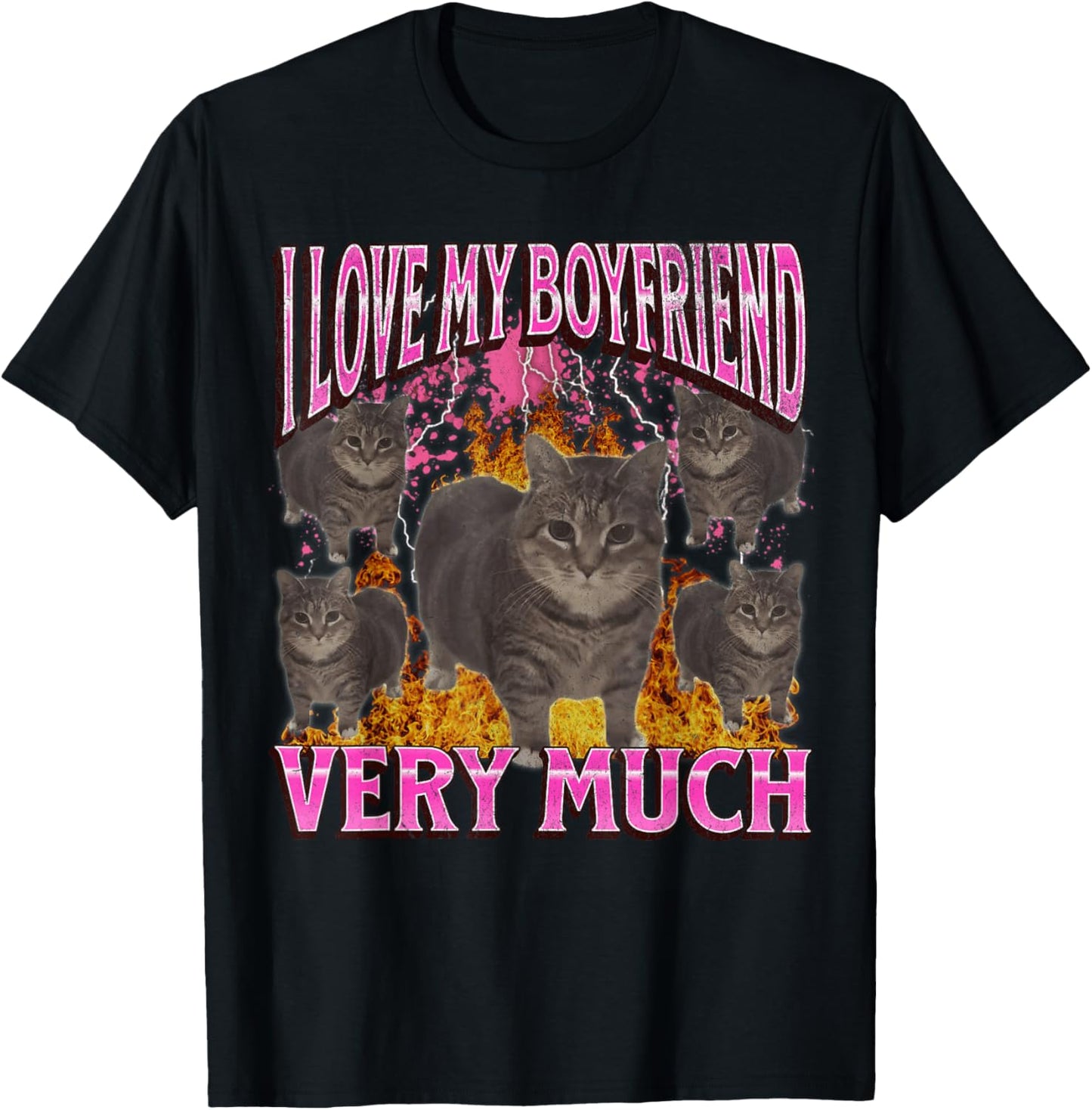 My Boyfriend Funny Oia Oia Cat Meme Bootleg Graphic T-Shirt