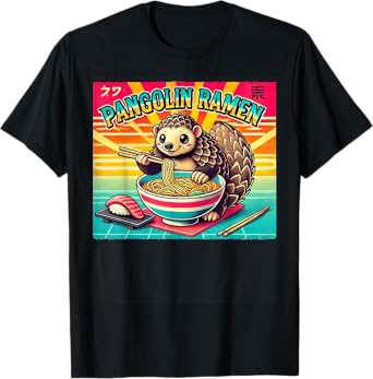Pop Japanese Art Noodle Lover Cute Pangolin Ramen T-Shirt