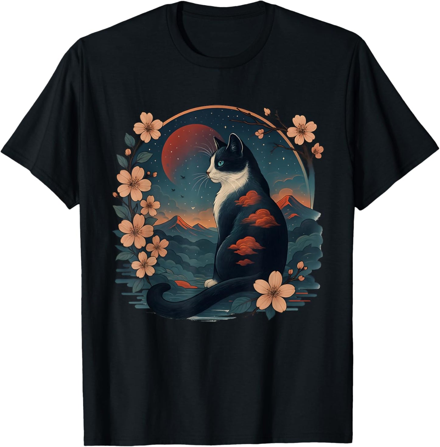 Kawaii Cat Lover traditional Japanese Art Illustration Women T-Shirt