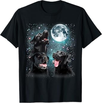 3 Black Lab Moon Howling Lab Head Funny Gifts For Men Women T-Shirt